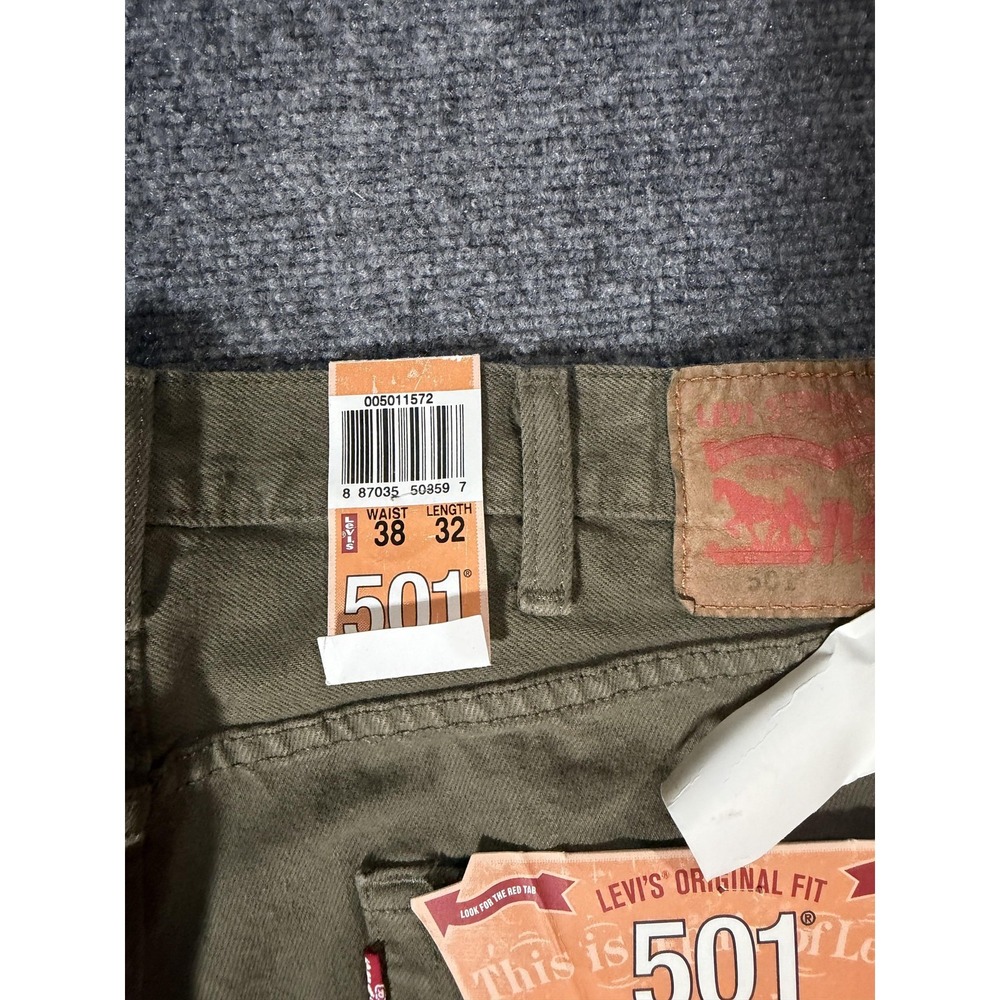 Levis 501 Jeans Mens 38x32 Green Classic Fit Straight Leg Button Fly Y2K - Picture 7 of 8